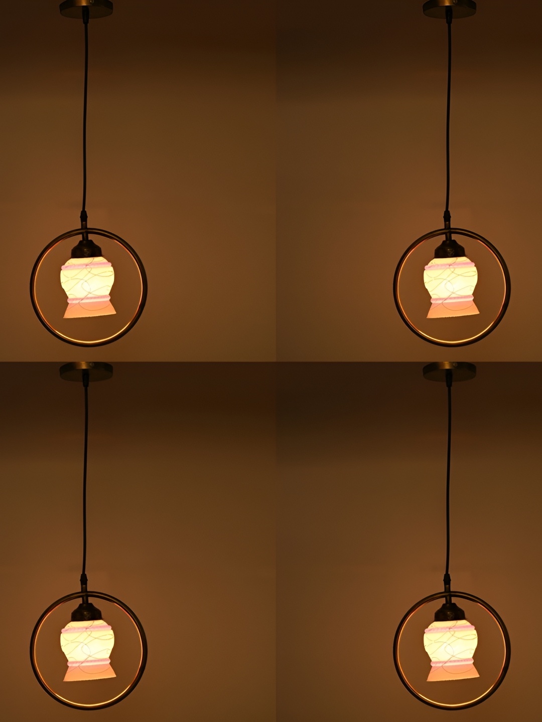 

Afast White & Pink 2 Pieces Printed Abstract Shaped Hanging Ceiling Lamp