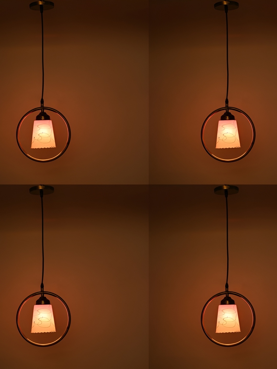 

Afast Pink & White Printed 4 Pieces Frustum Shaped Hanging Ceiling Lamp