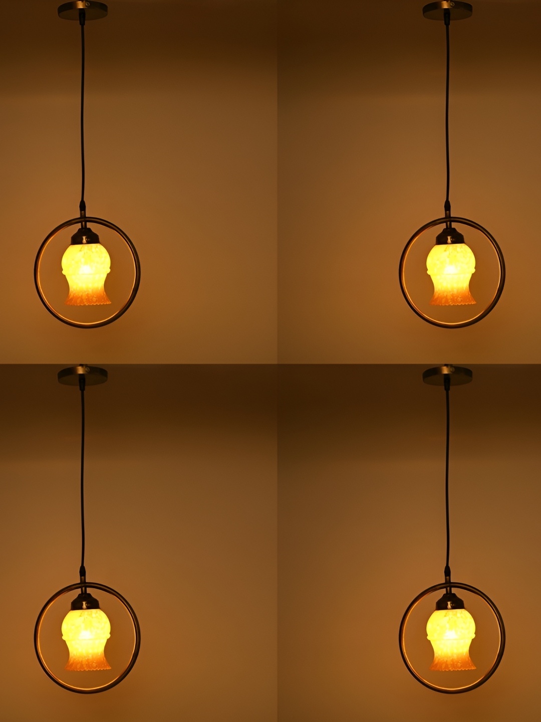 

Afast Yellow 4 Pieces Printed Abstract Shaped Hanging Ceiling Lamps