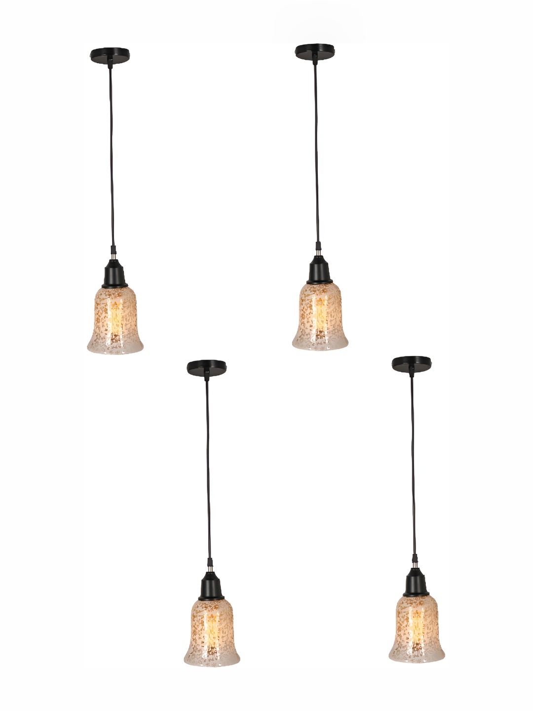 

Afast Transparent & Beige 4 Pieces Printed Bell Shaped Hanging Ceiling Lamps