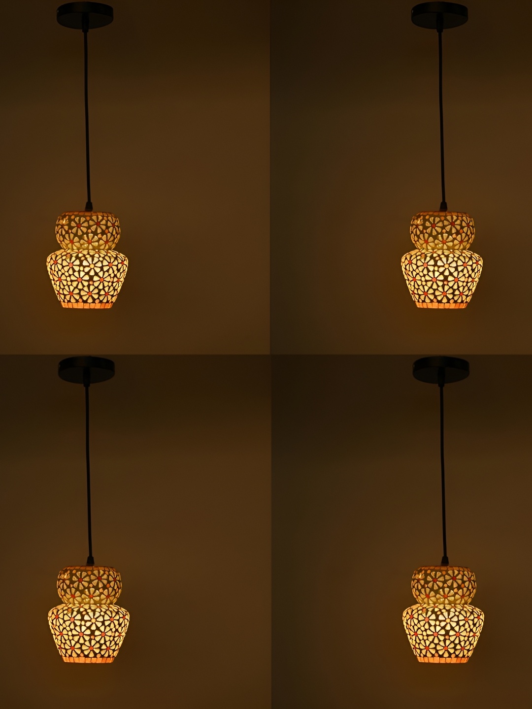 

Afast White & Yellow 4 Pieces Textured Abstract Shaped Hanging Ceiling Lamp