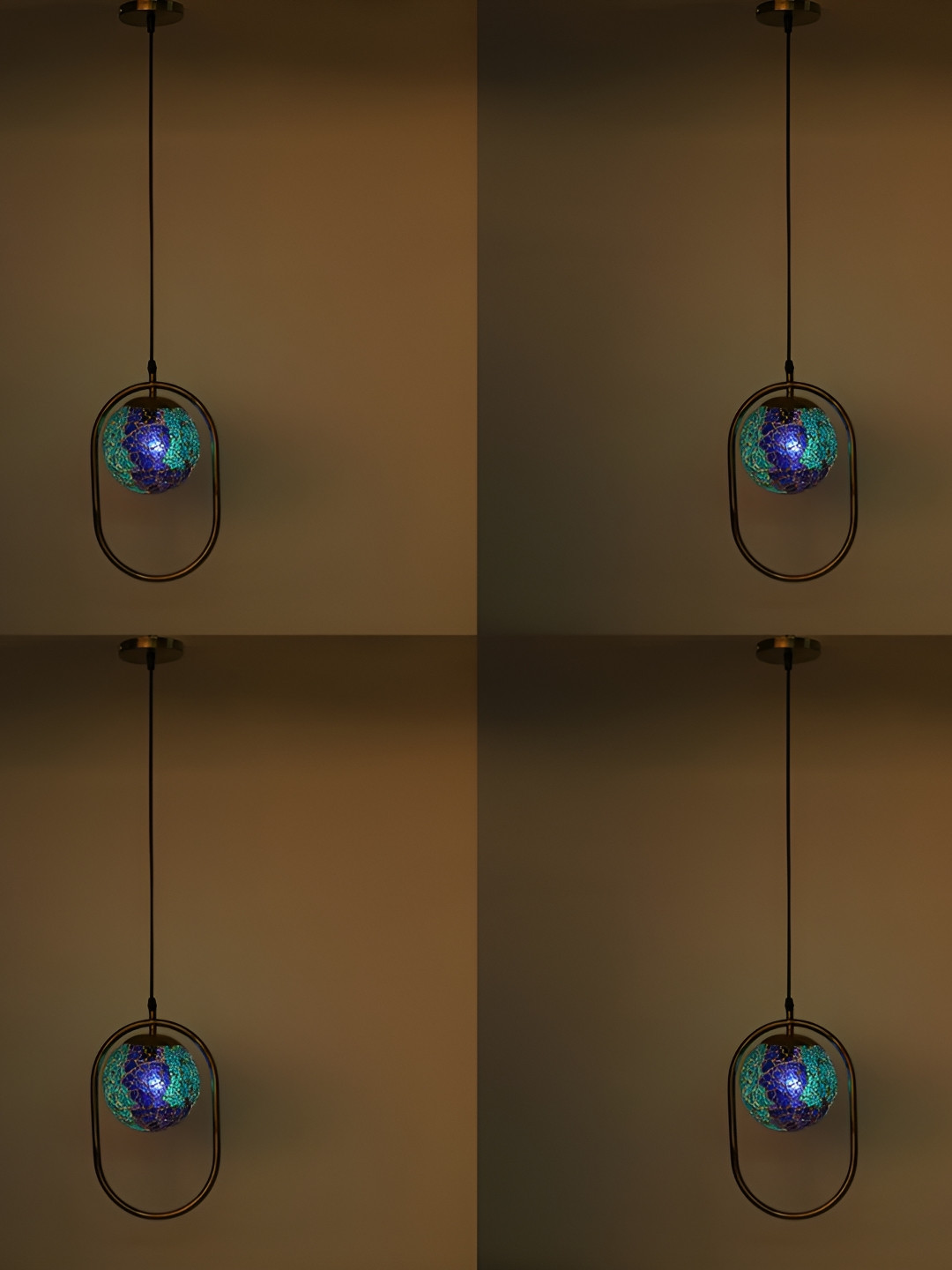 

Afast Blue & Green 4 Pieces Glass Textured Spherical Ceiling Lamps