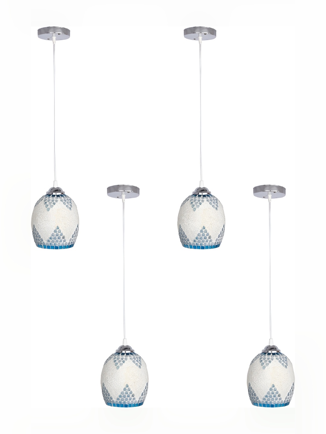 

Afast White & Blue 4 Pieces Textured Frustum Shaped Hanging Ceiling Lamps