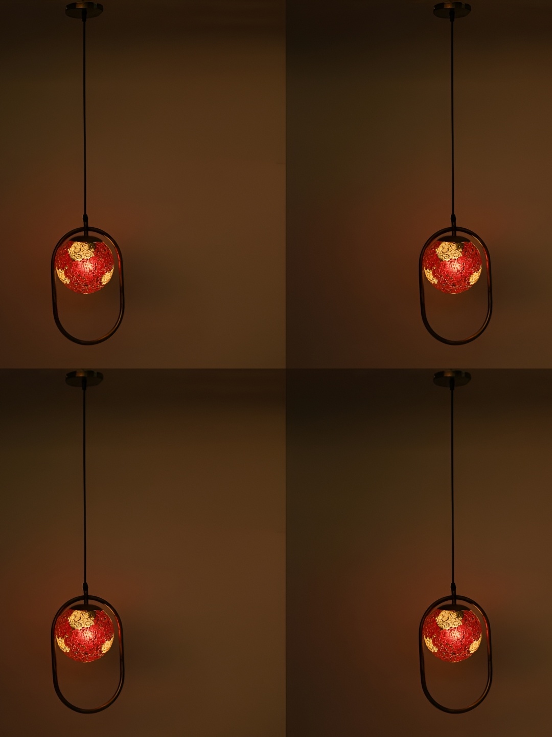 

Afast Red & Yellow 4 Pieces Textured Spherical Shaped Hanging Ceiling Lamps