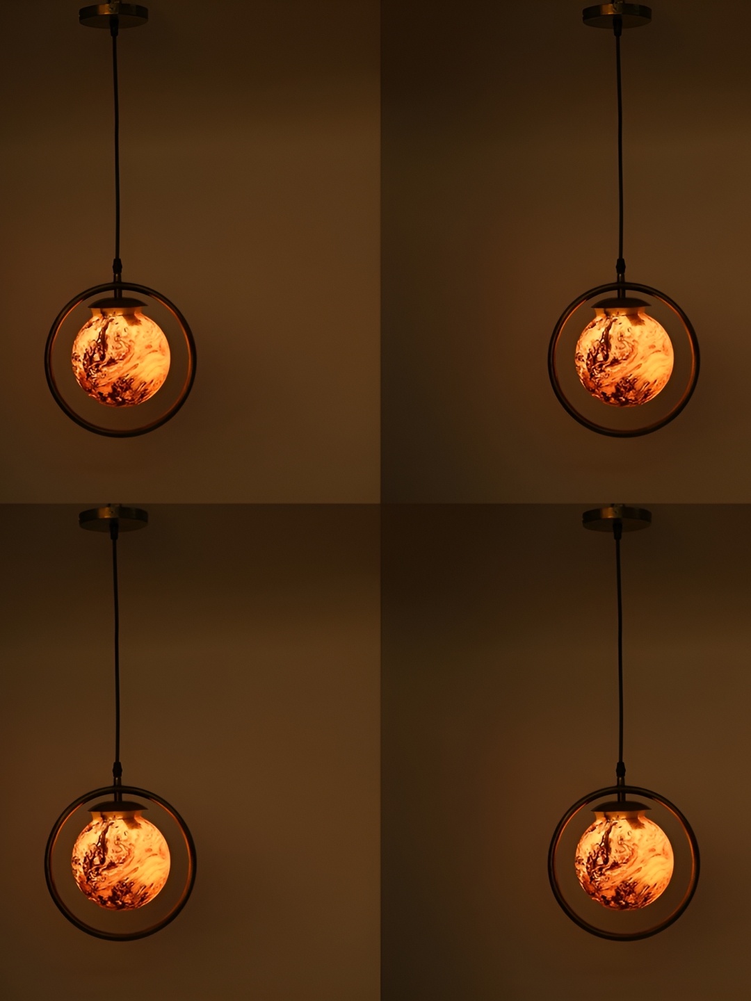 

Afast Brown & Beige 4 Pieces Spherical Shaped Hanging Ceiling Lamps