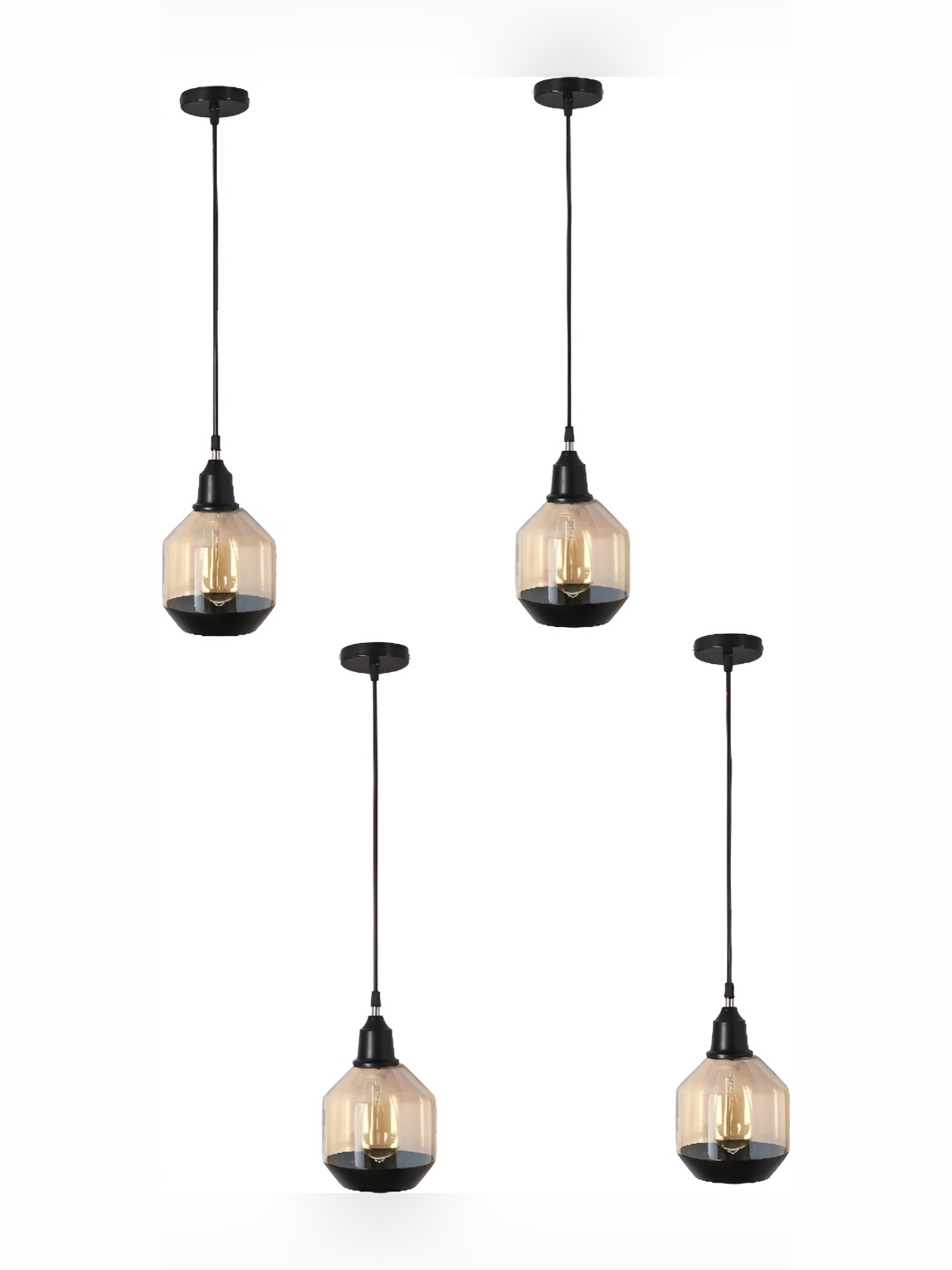 

Afast Brown & White 4 Pieces Glass Semi-sphere Hanging Ceiling Lamp