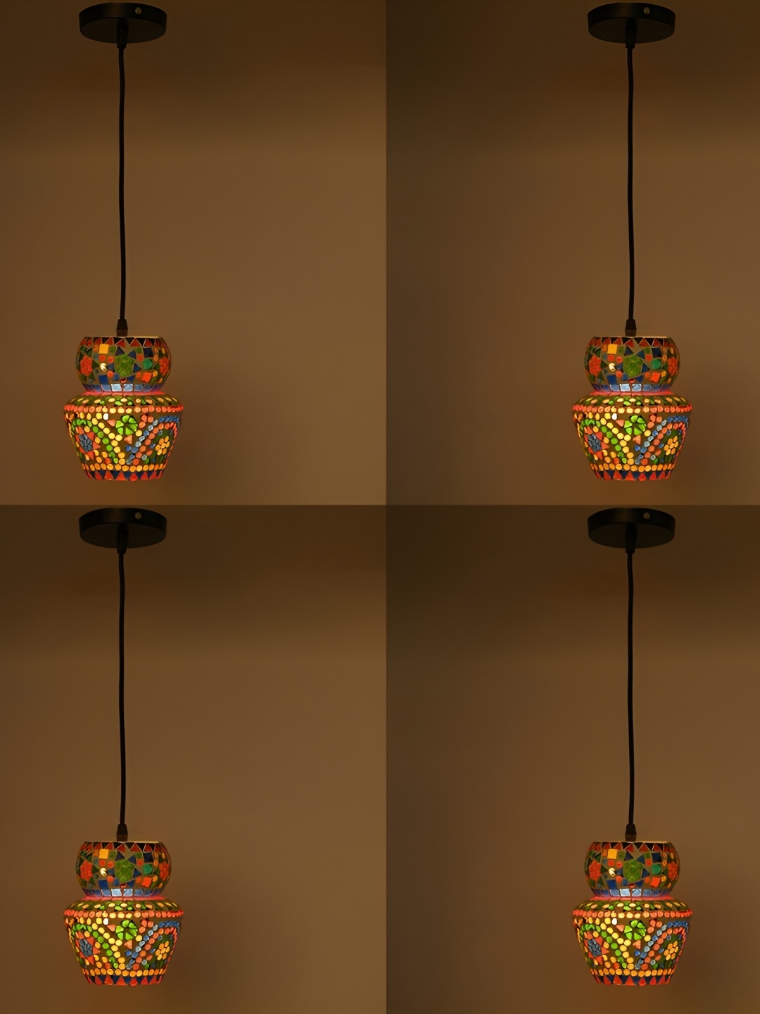 

Afast Green & Red 4 Pieces Textured Abstract Shaped Hanging Ceiling Lamps
