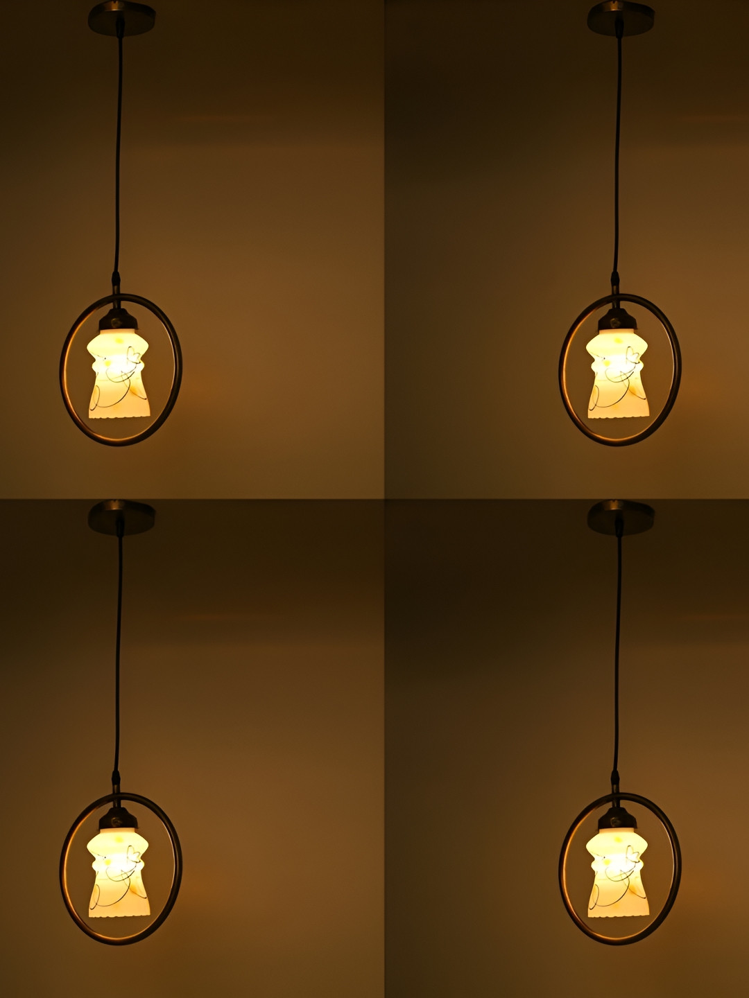 

Afast Yellow & Black 4 Pieces Glass Textured Bell Ceiling Lamps