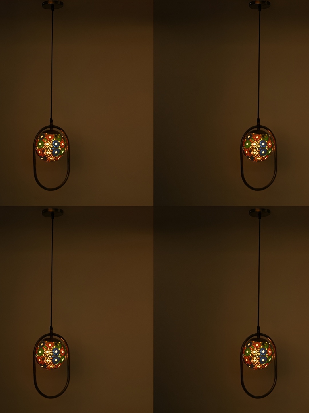 

Afast White & Brown 4 Pieces Printed Glass Ceiling Lamps