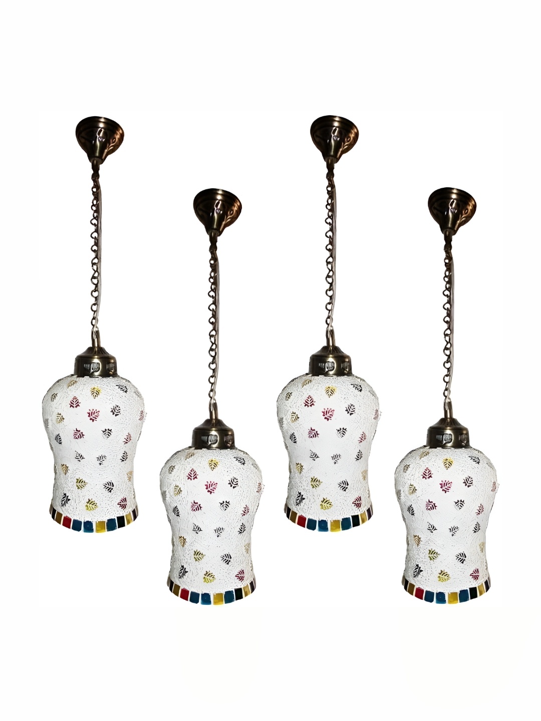 

Afast White & Red 4 Pieces Textured Frustum Shaped Hanging Ceiling Lamps