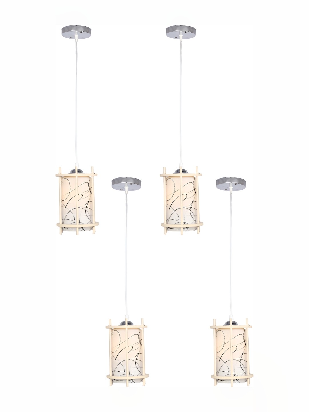

Afast Beige & Black 4 Pieces Glass Textured Cylindrical Ceiling Lamps