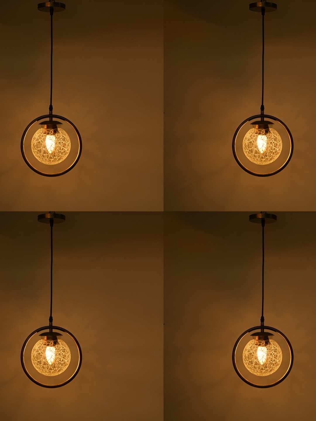 

Afast Transparent 4 Pieces Printed Spherical Shaped Hanging Ceiling Lamp