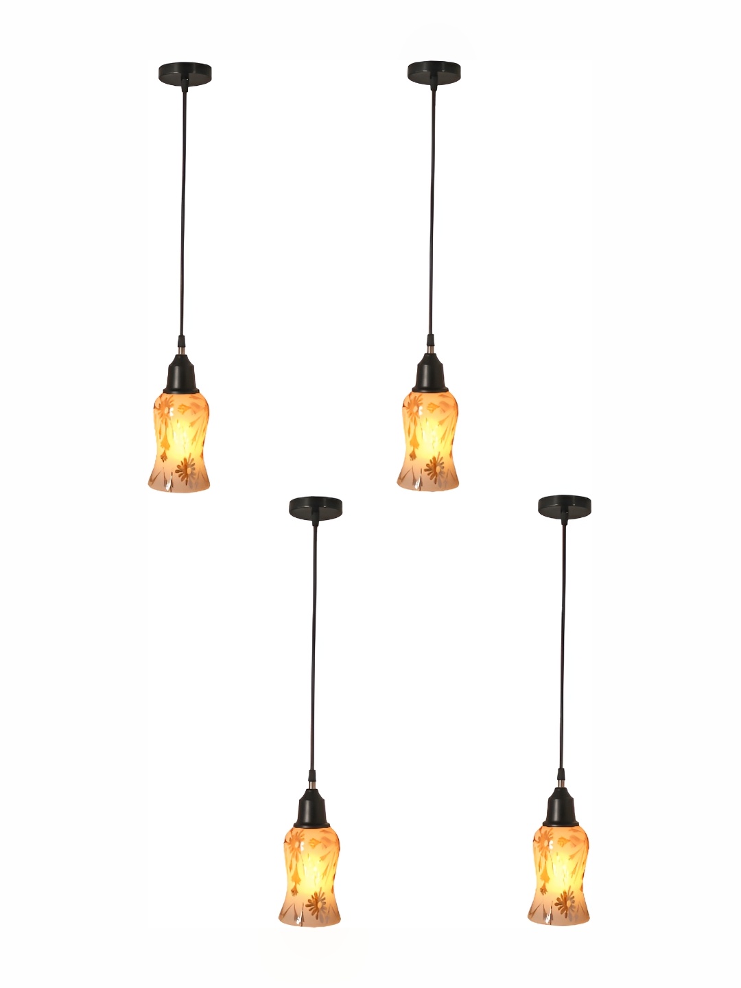 

Afast Brown & White 4 Pieces Printed Frustum Shaped Hanging Ceiling Lamp