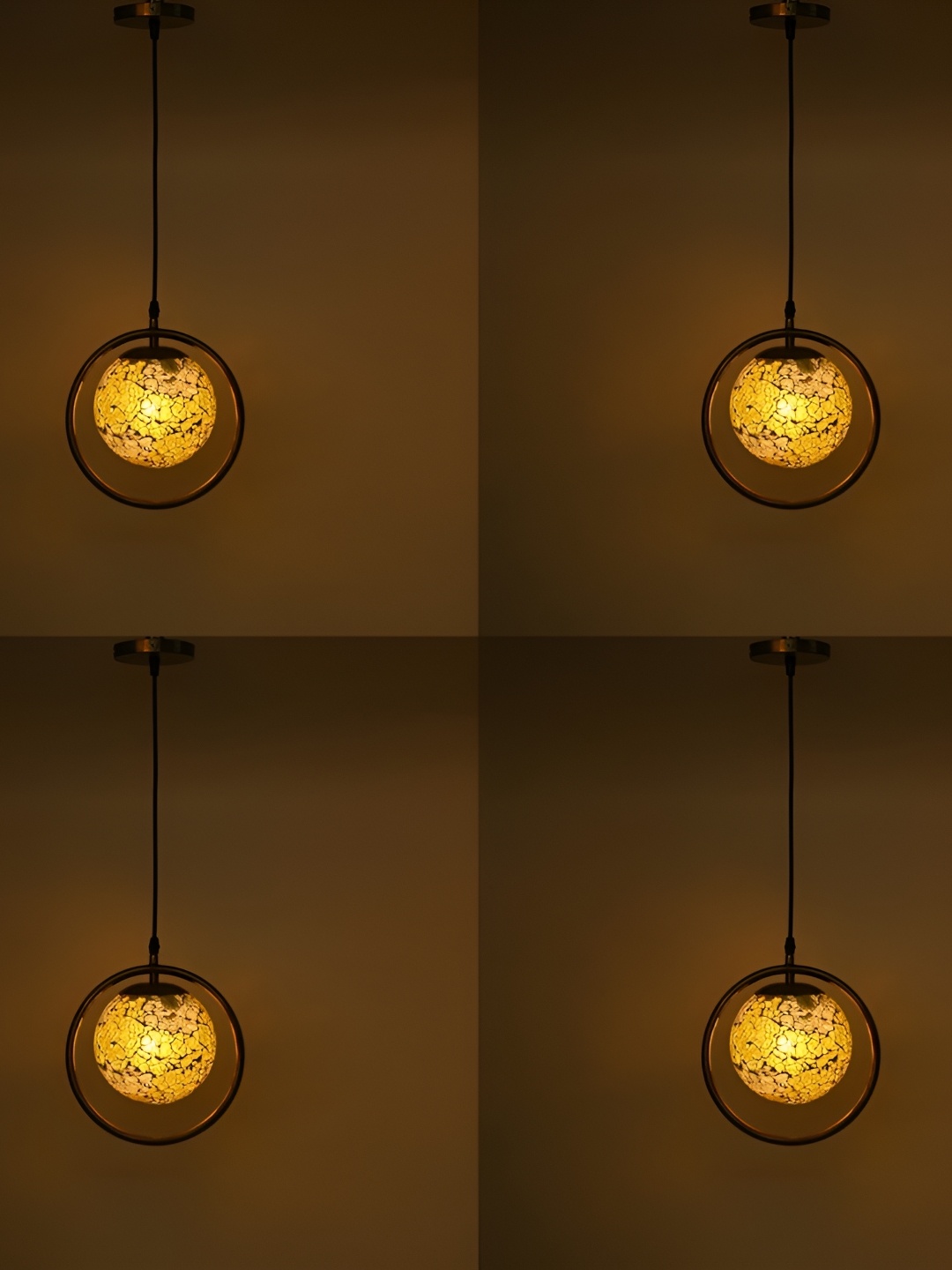 

Afast Brown & Yellow 4 Pieces Textured Spherical Shaped Hanging Ceiling Lamps