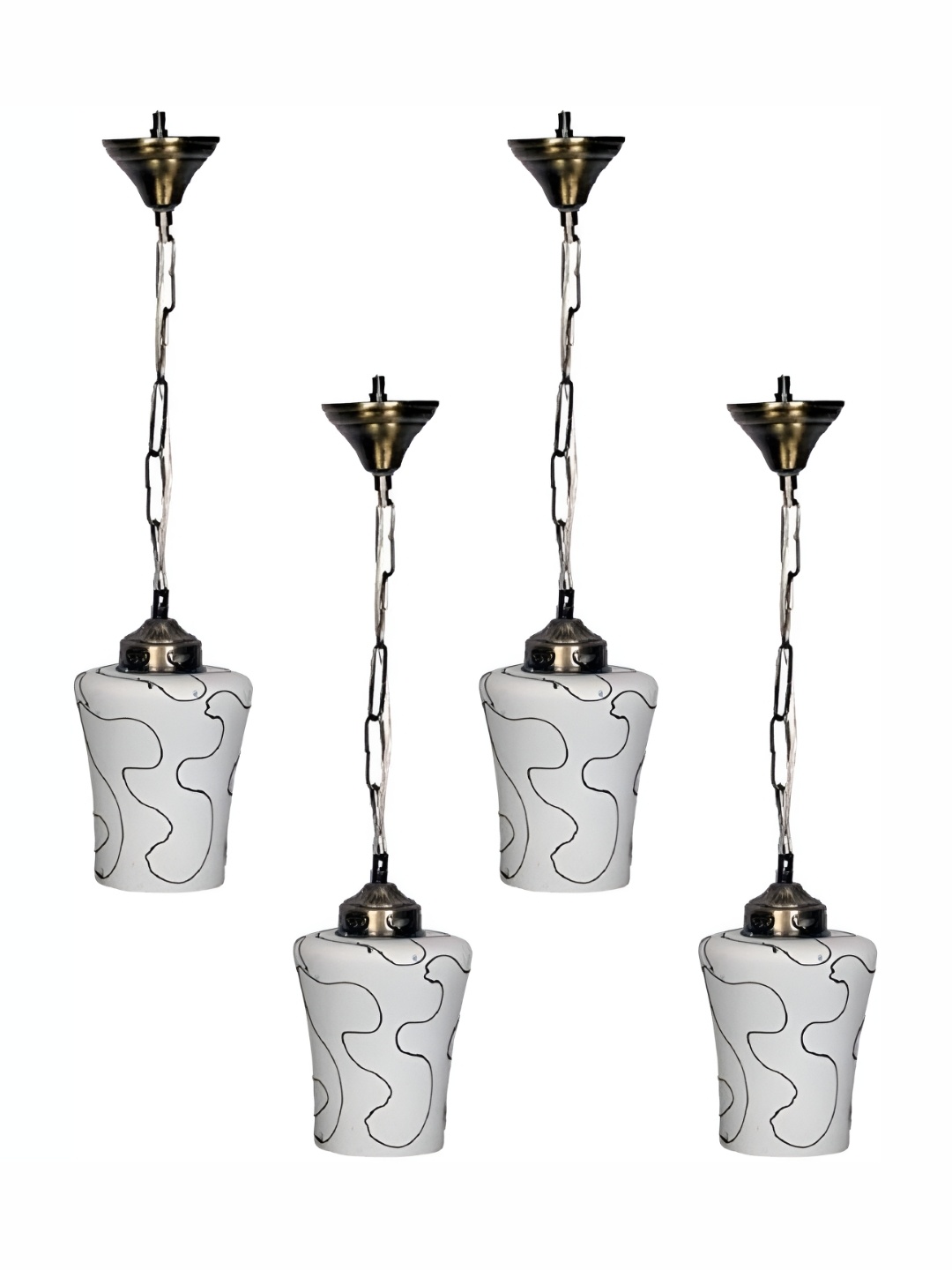 

Afast White & Black 4 Pieces Printed Frustum Shaped Hanging Ceiling Lamps