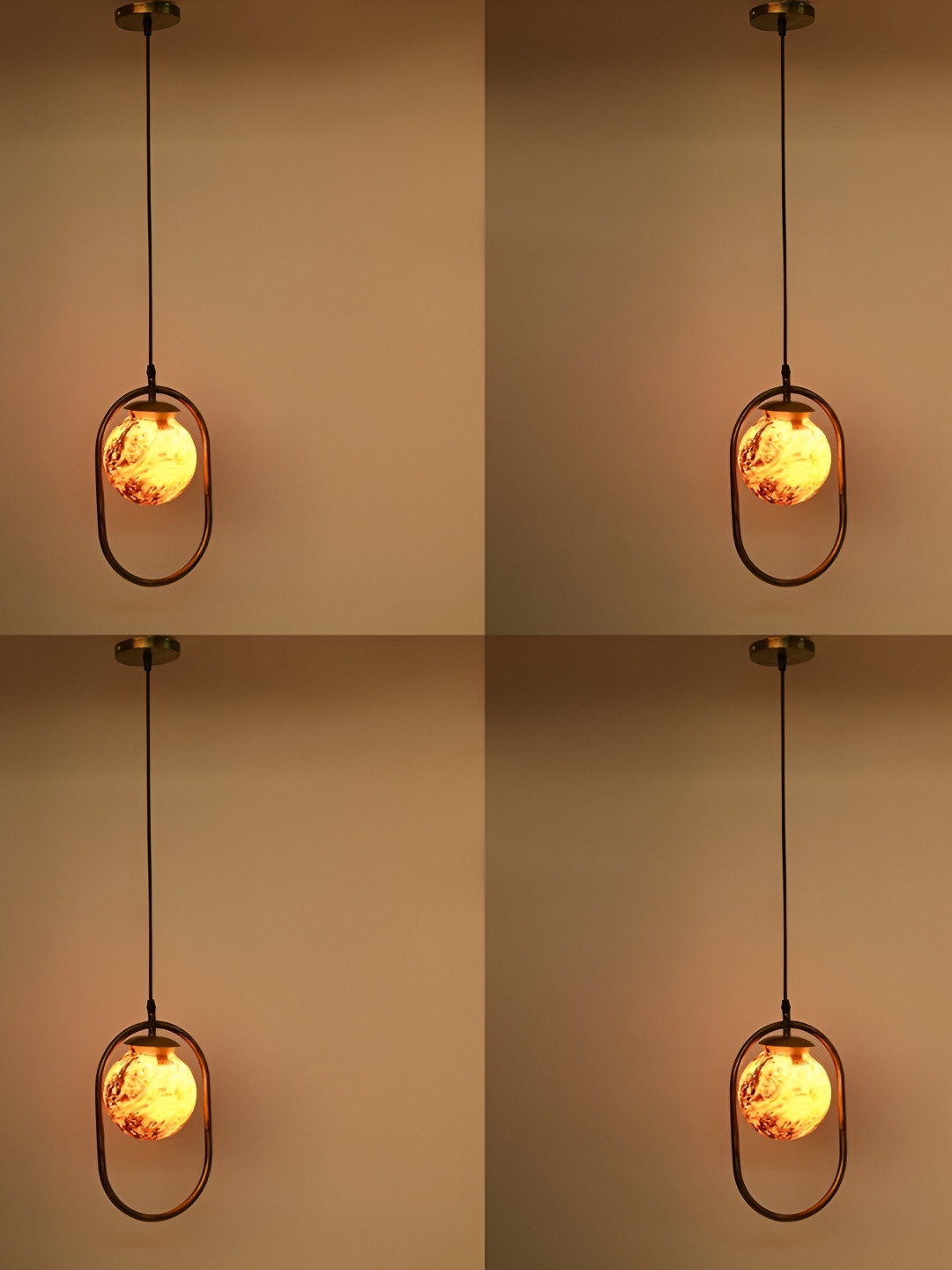 

Afast Brown & Beige 4 Pieces Printed Semi-sphere Shaped Hanging Ceiling Lamp