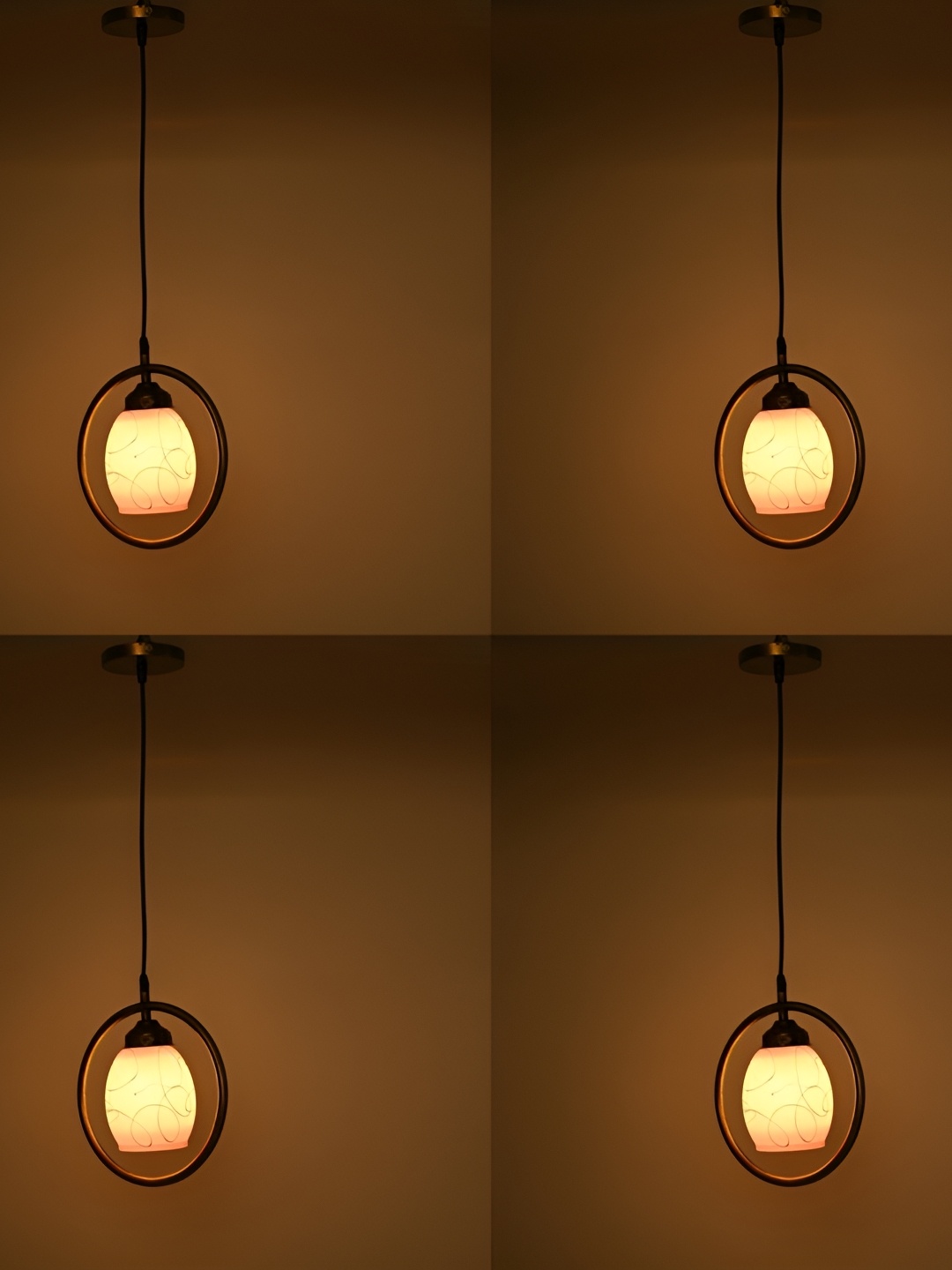 

Afast Yellow & Black 4 Pieces Glass Textured Bell Ceiling Lamps