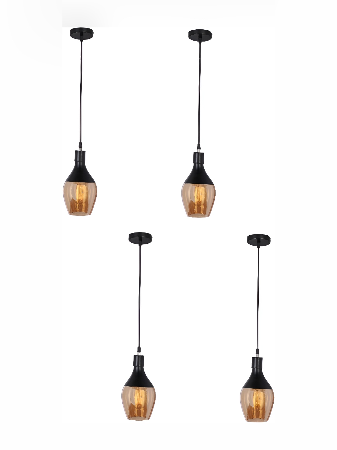 

Afast Transparent & Brown 4 Pieces Abstract Shaped Hanging Ceiling Lamps