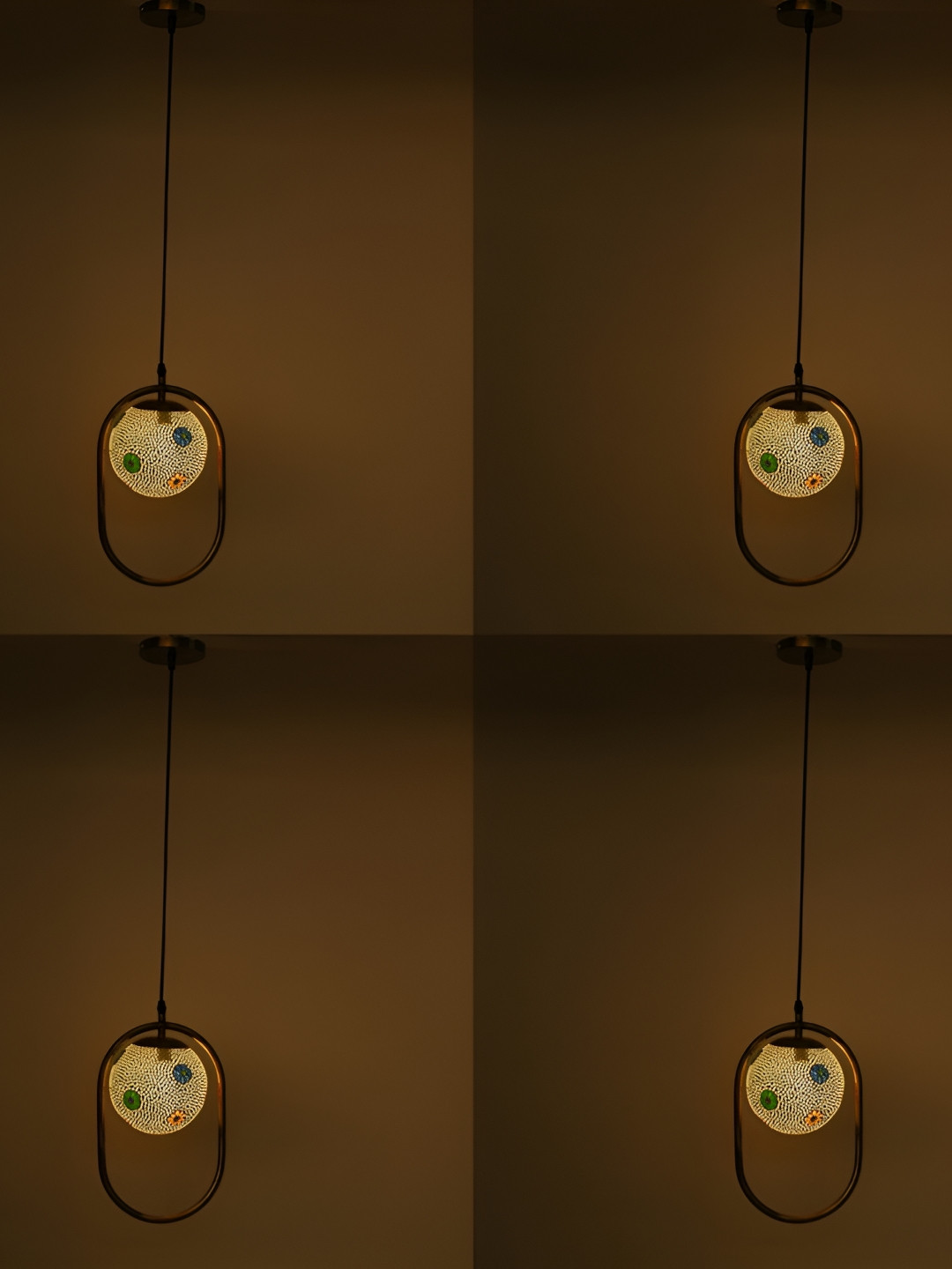 

Afast Cream & Blue 4 Pieces Textured Semi-sphere Shaped Hanging Ceiling Lamps