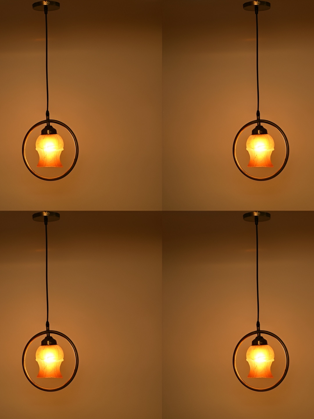 

Afast White & Orange 4 Pieces Printed Glass Ceiling Lamps