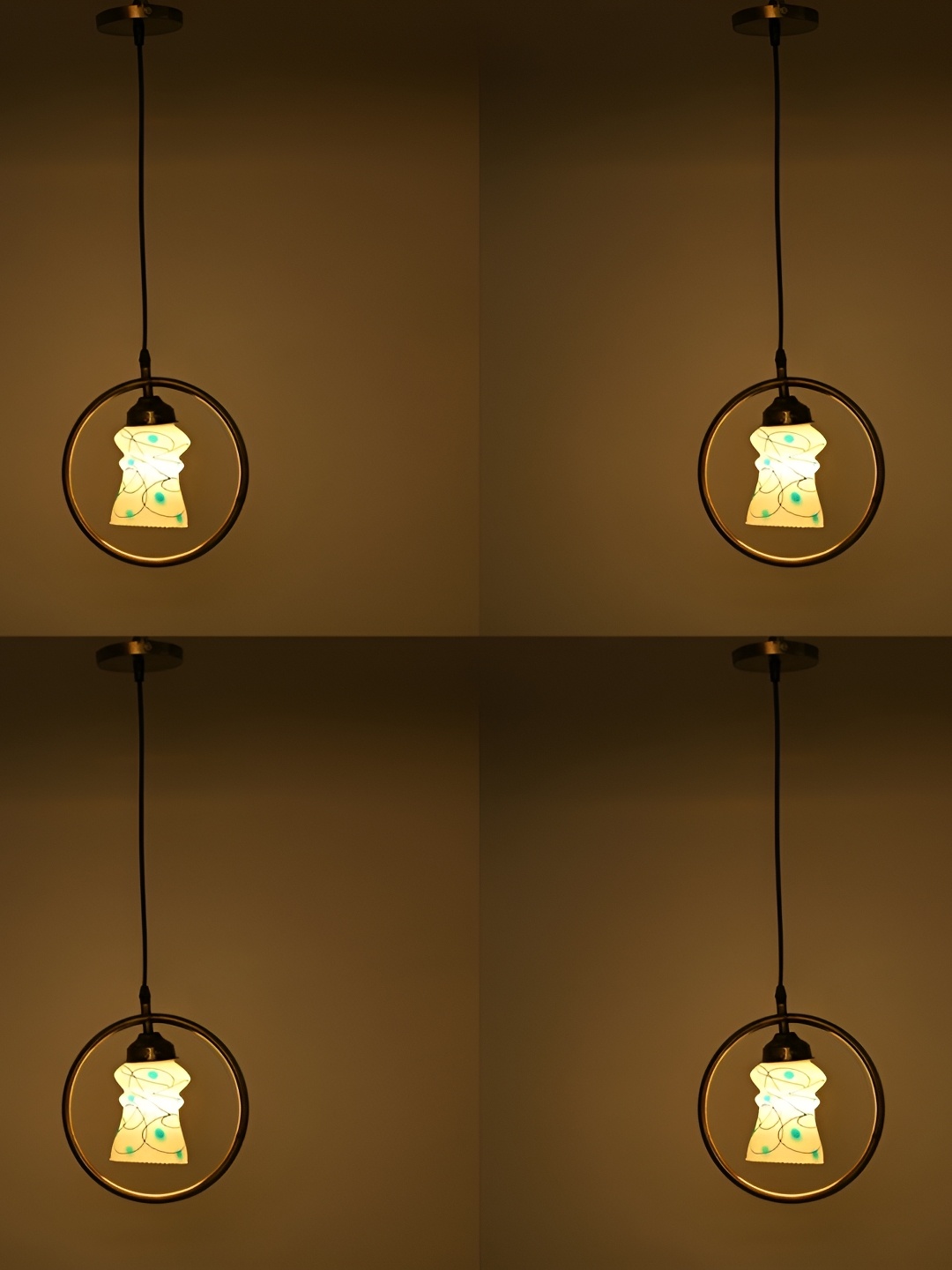 

Afast White & Beige 4 Pieces Printed Glass Ceiling Lamps