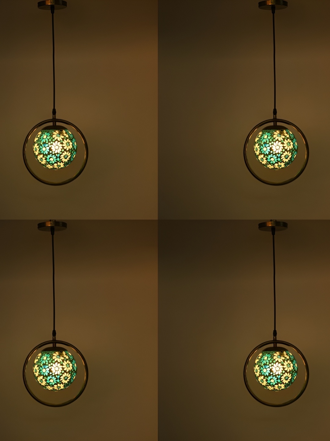 

Afast Green & Yellow 4 Pieces Textured Semi-sphere Shaped Hanging Ceiling Lamp