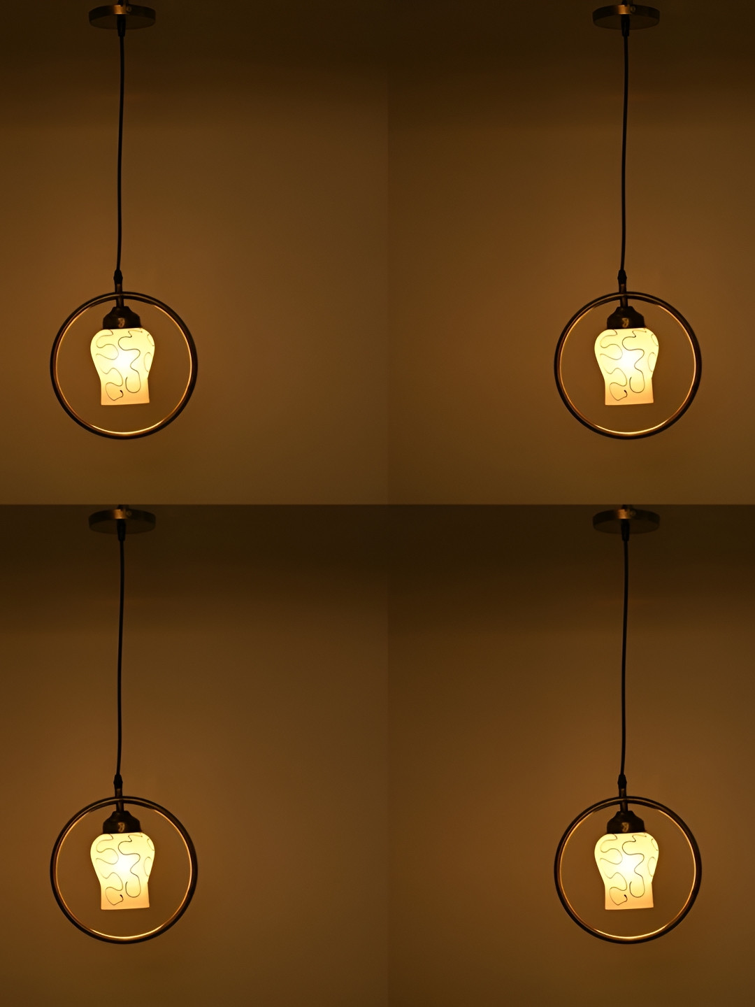 

Afast White & Yellow 4 Pieces Printed Glass Ceiling Lamps