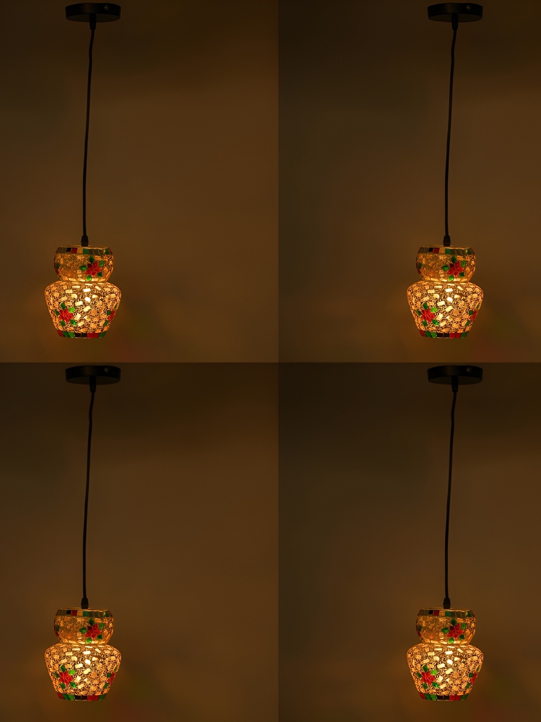 

Afast White & Yellow 4 Pieces Textured Glass Ceiling Lamps