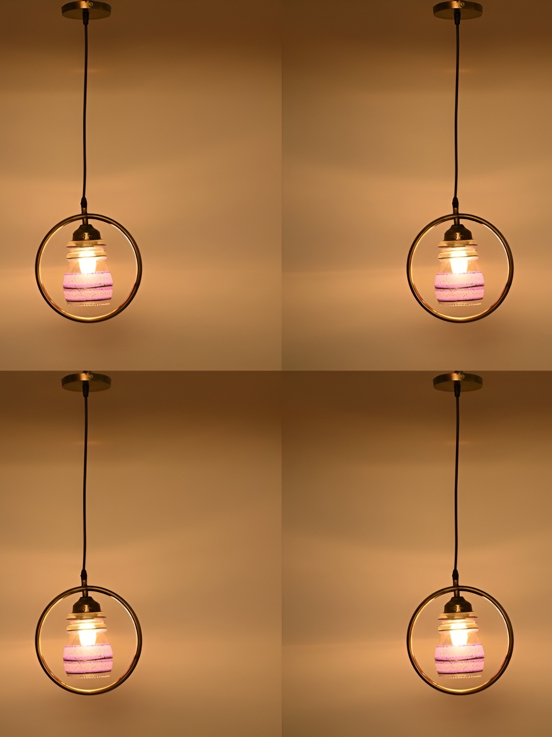 

Afast Pink & Black 4 Pieces Printed Abstract Shaped Hanging Ceiling Lamp