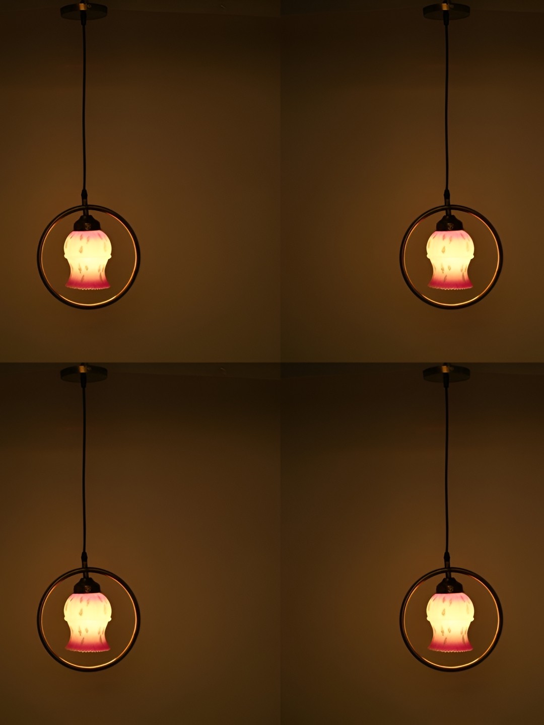 

Afast Yellow & Pink 4 Pieces Glass Textured Bell Ceiling Lamps