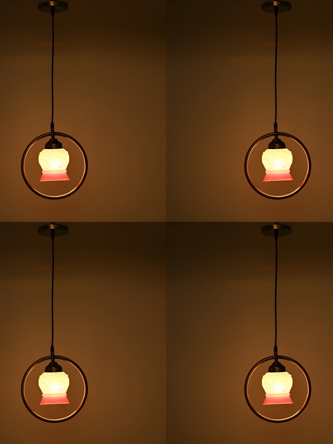 

Afast Pink & White 4 Pieces Printed Abstract Shaped Hanging Ceiling Lamp