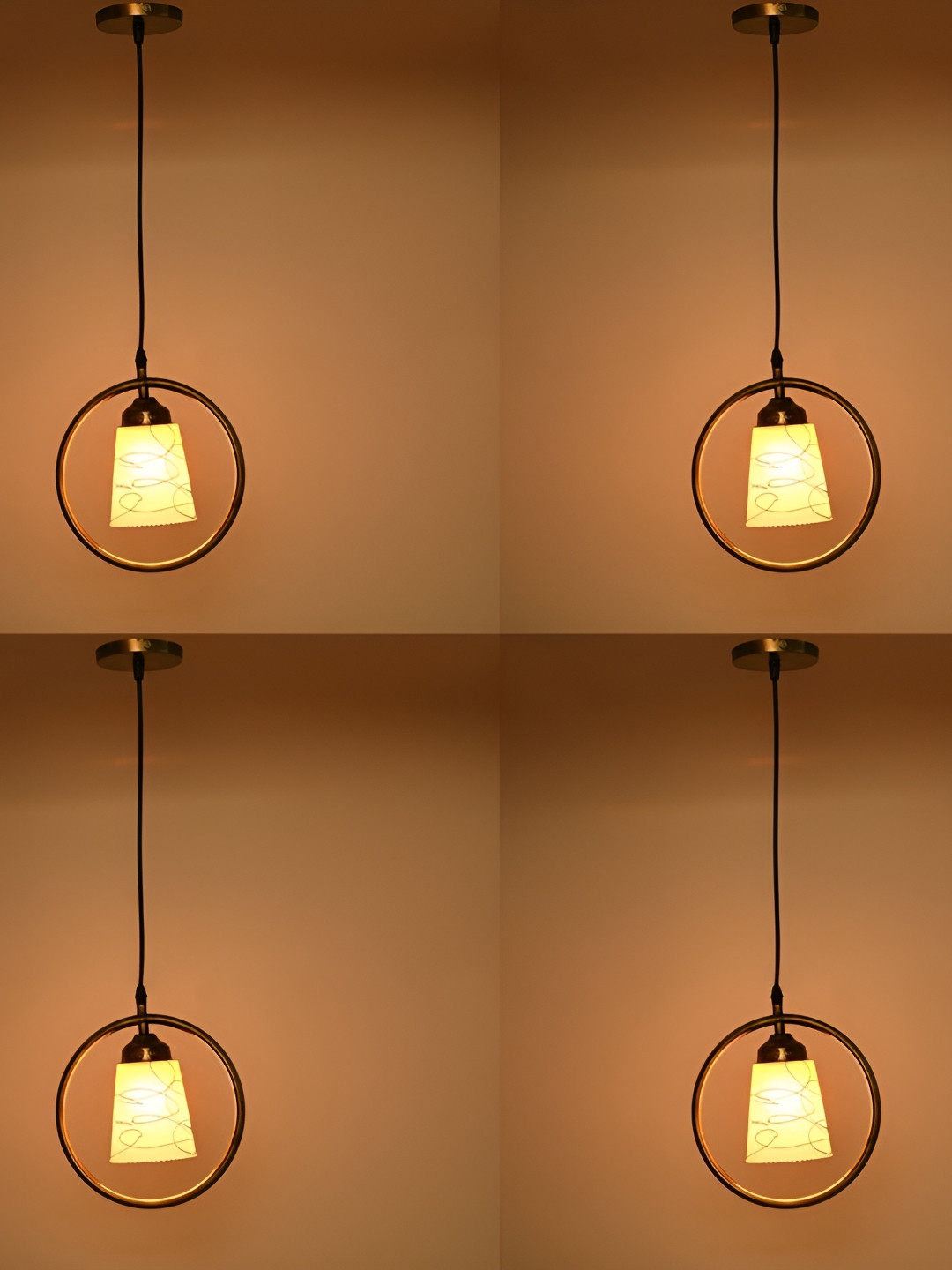

Afast Yellow & Black 4 Pieces Glass Textured Bell Ceiling Lamps