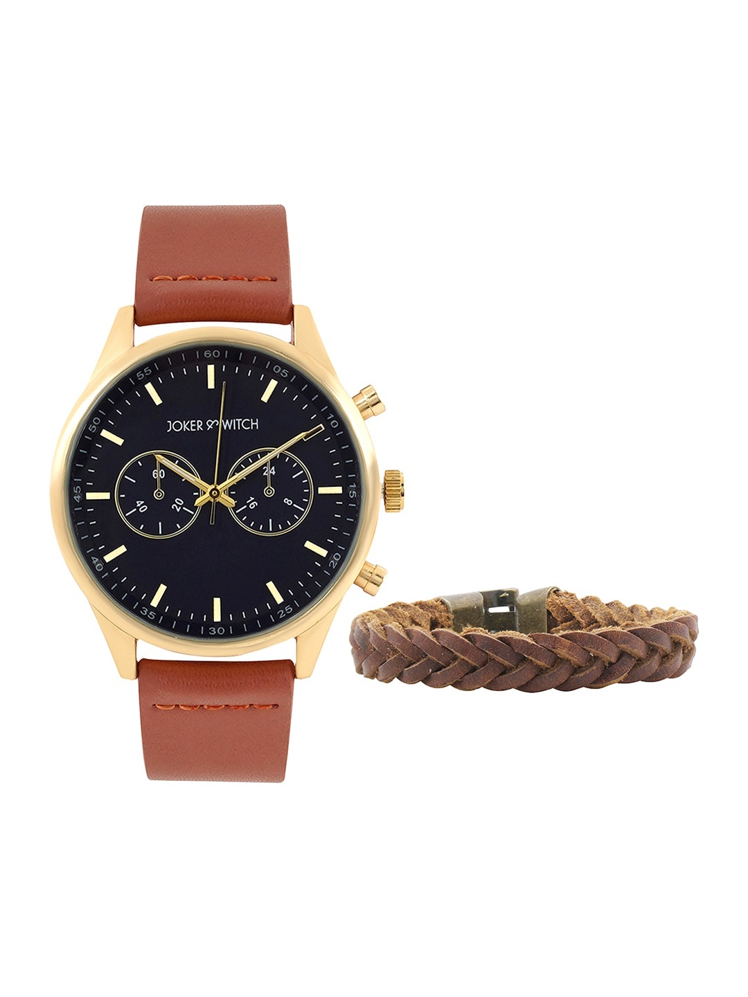 

JOKER & WITCH Men Watch & Bracelet Gift Set JWMBS78, Brown