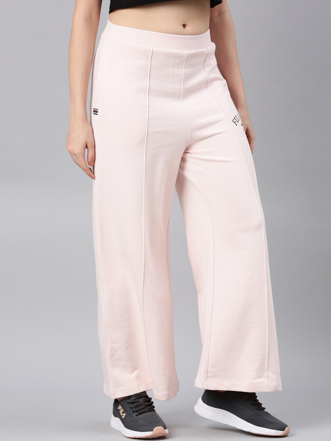 

FILA Women Cotton Mid Rise Bootcut Track Pants, Pink