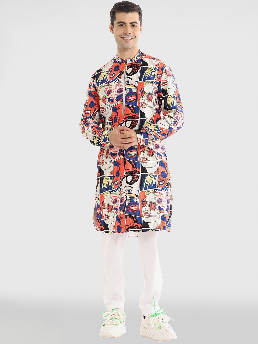 

Komal Kothari Graphic Printed Kurta With Pyjamas, Off white