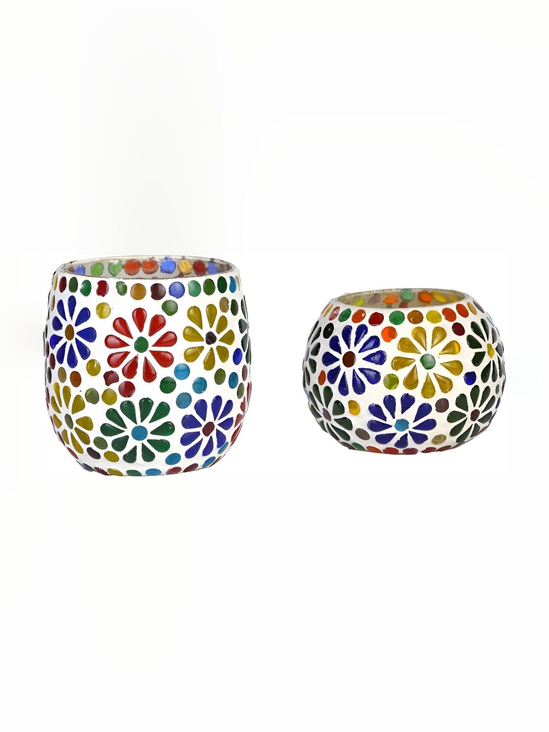 

Afast Green & Blue 2Pcs Textured Glass Tea Light Candle Holder