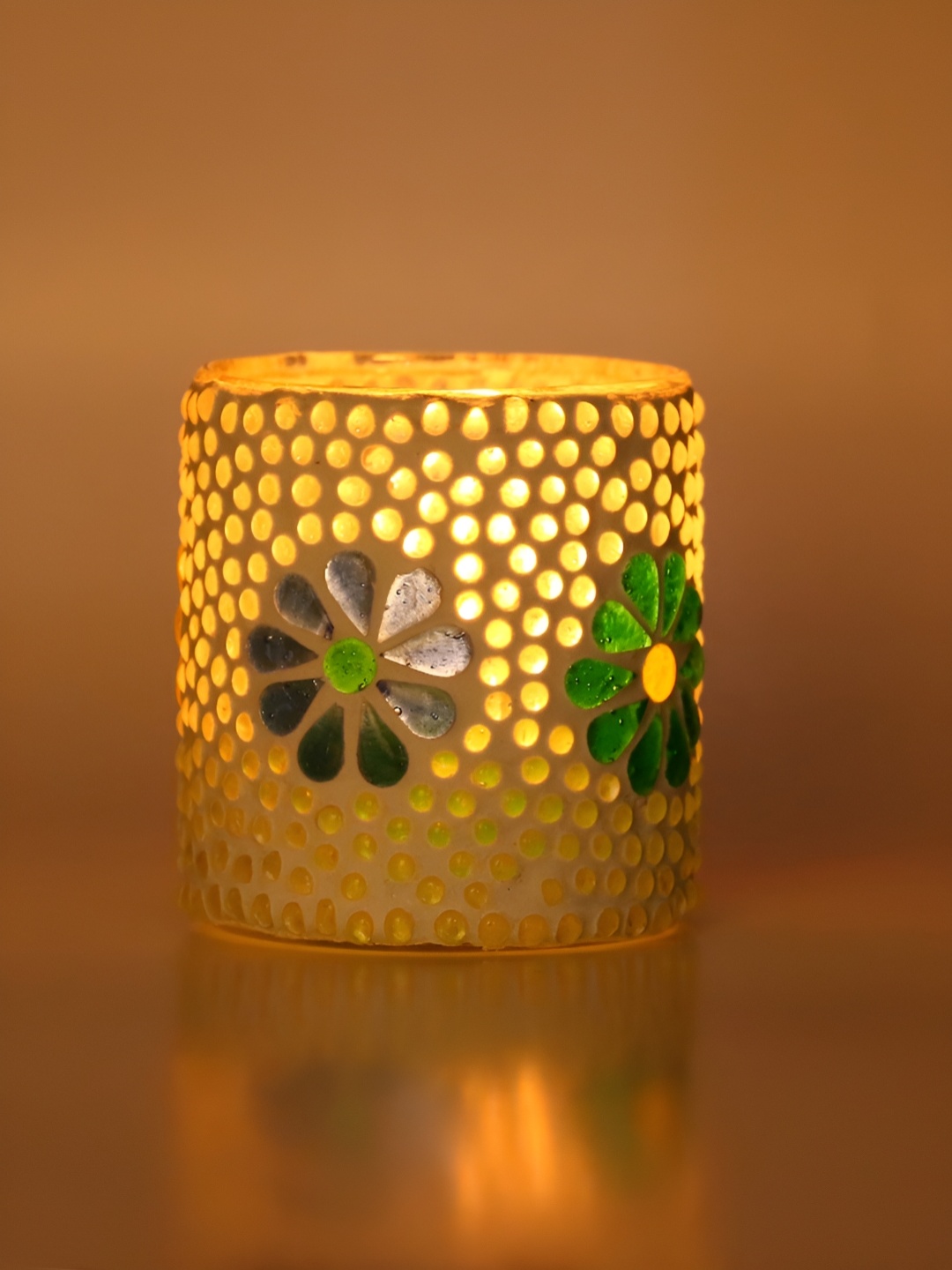 

Afast White & Blue Textured Glass Tea Light Candle Holder
