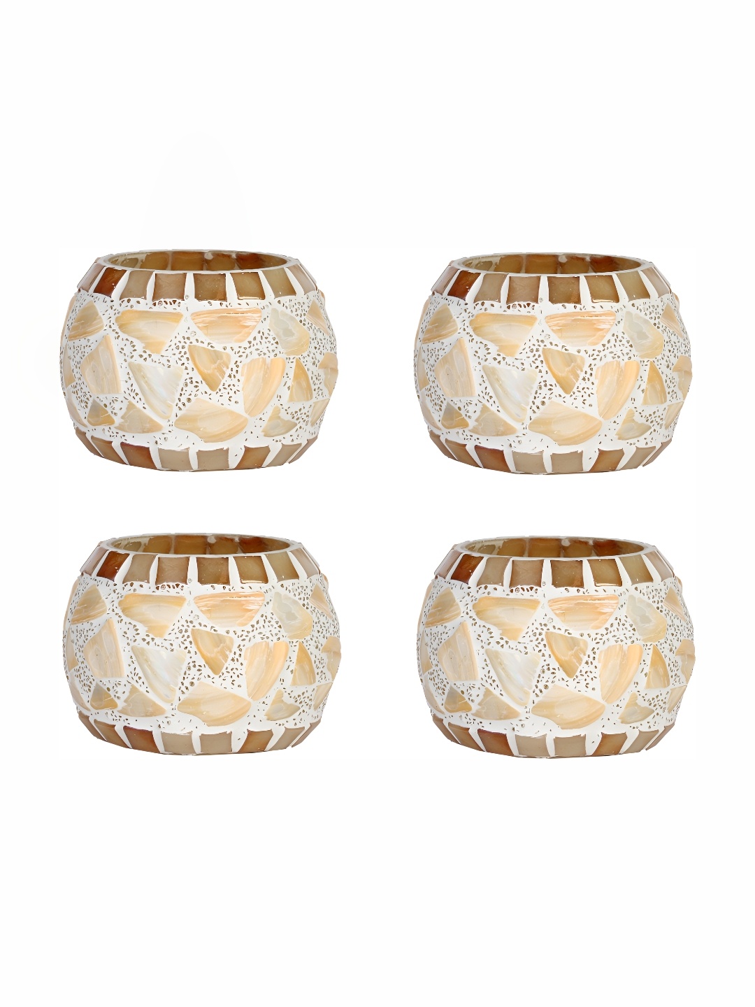 

Afast Cream & White 4Pcs Textured Glass Tea Light Candle Holder