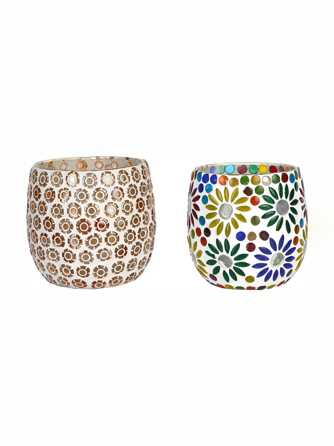 

Afast White & Blue 2Pcs Textured Glass Tea Light Candle Holder