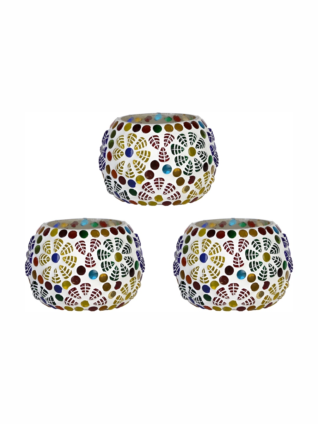 

Afast White & Blue 3Pcs Textured Glass Tea Light Candle Holder