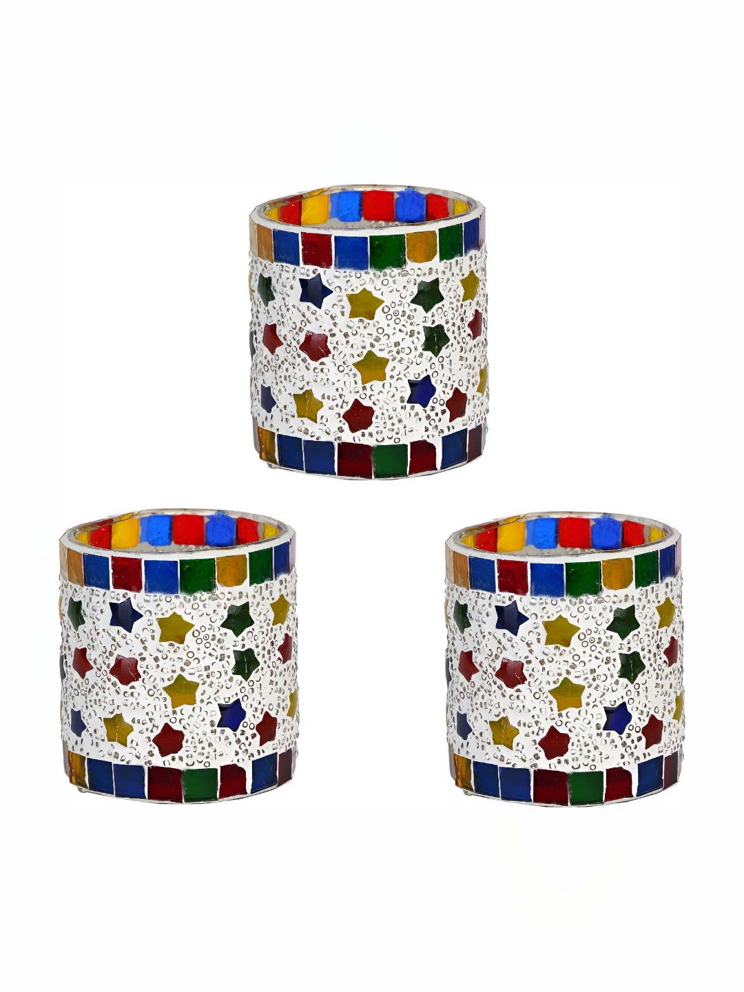

Afast Blue & White 3Pcs Textured Glass Tea Light Candle Holder