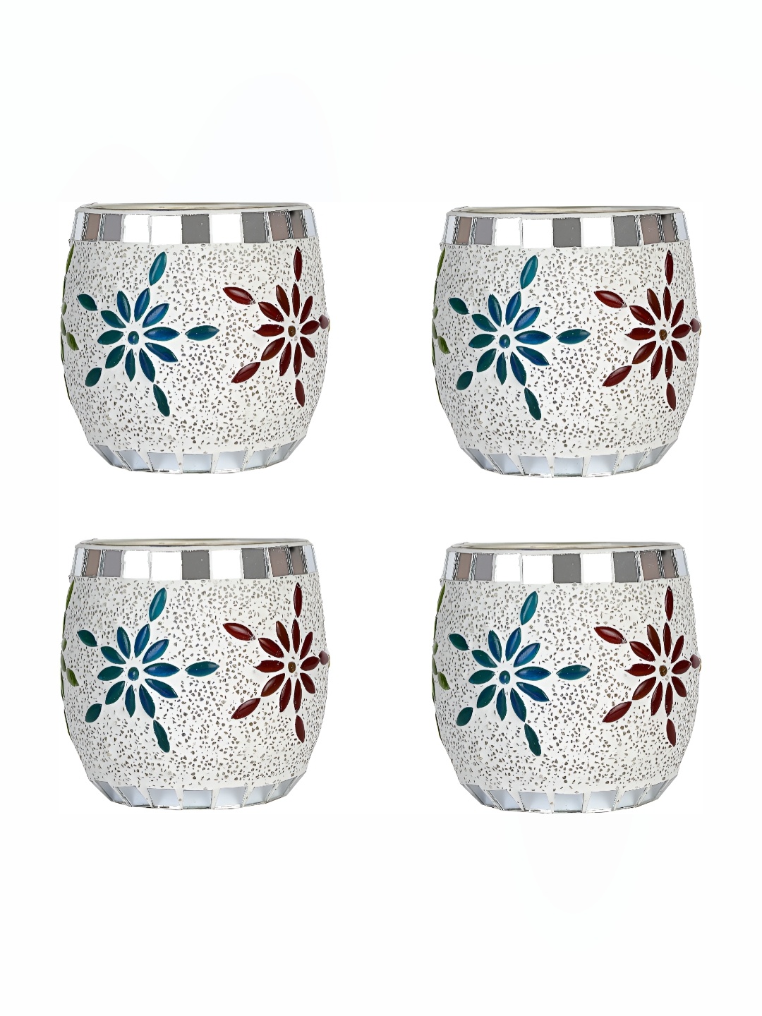 

Afast Blue & White 4Pcs Textured Glass Tea Light Candle Holder