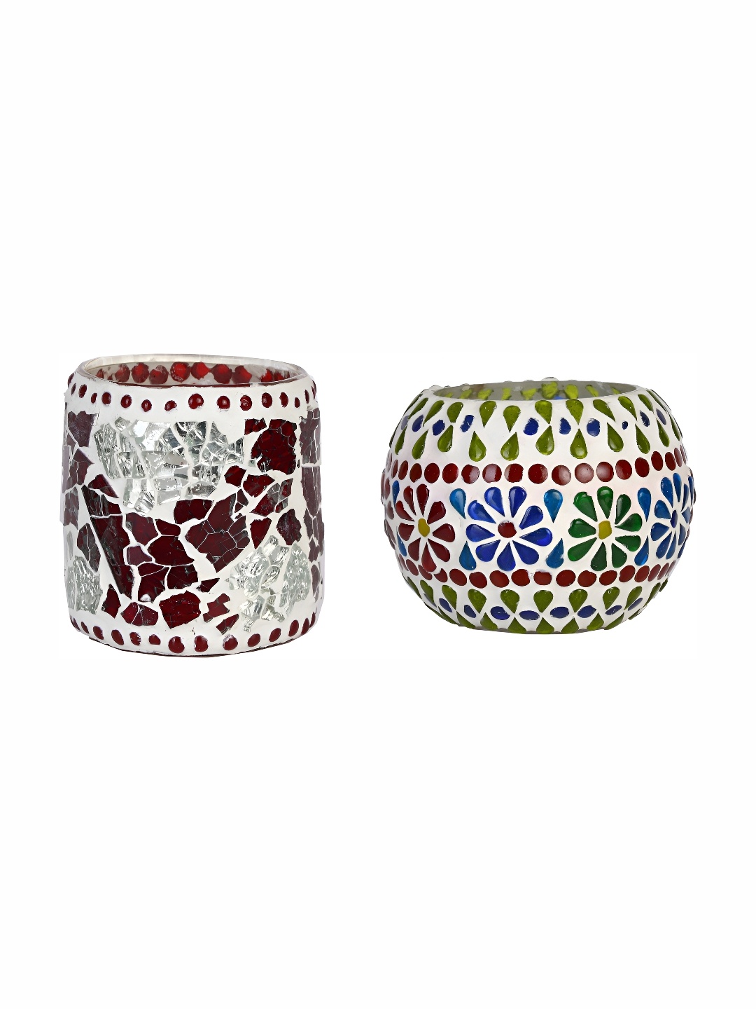 

Afast Blue & White 2Pcs Textured Glass Tea Light Candle Holder