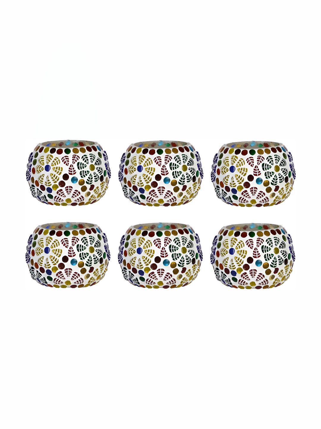 

Afast Blue & White 6Pcs Textured Glass Tea Light Candle Holder