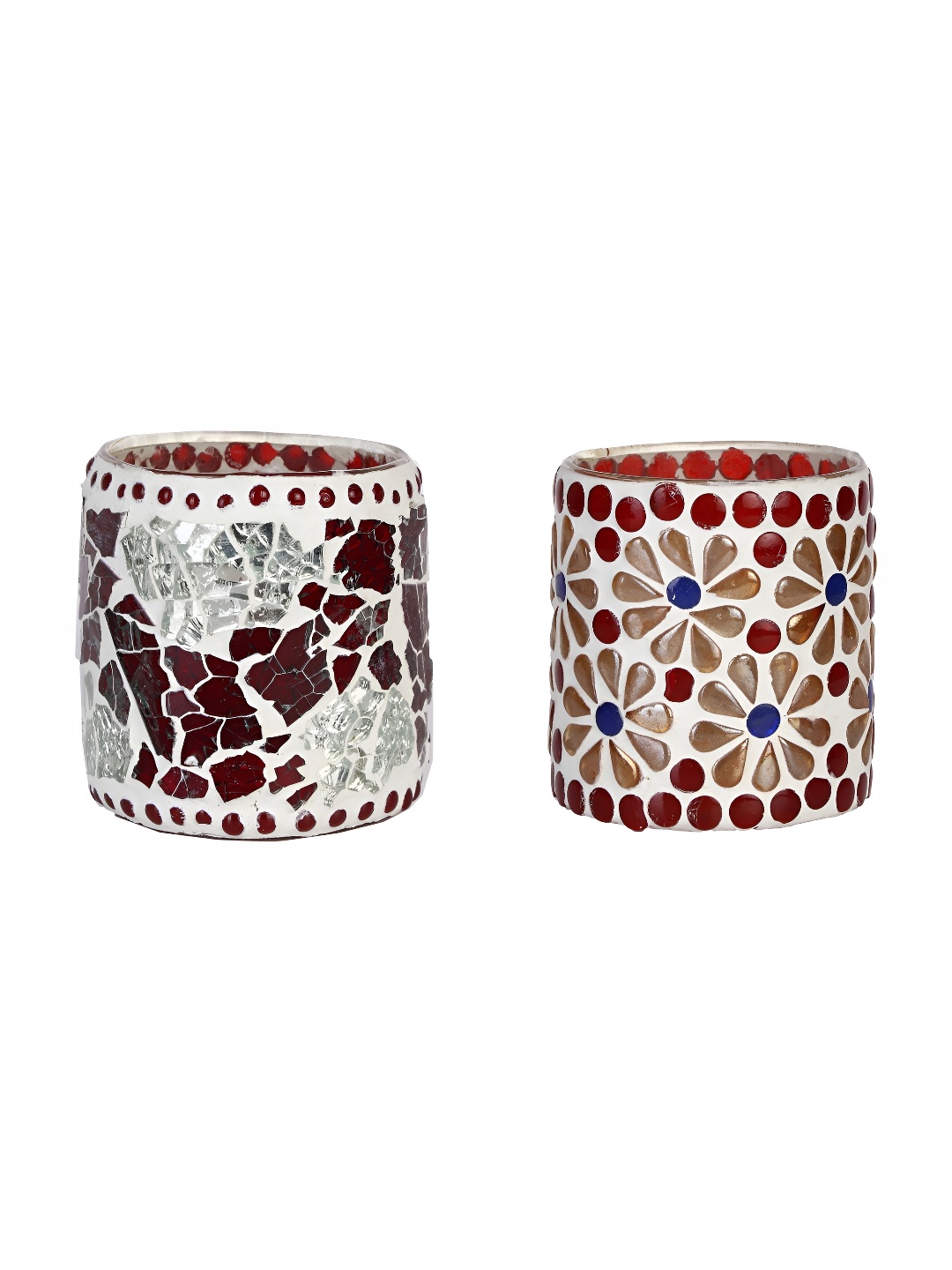 

Afast Grey & Blue 2Pcs Textured Glass Tea Light Candle Holder