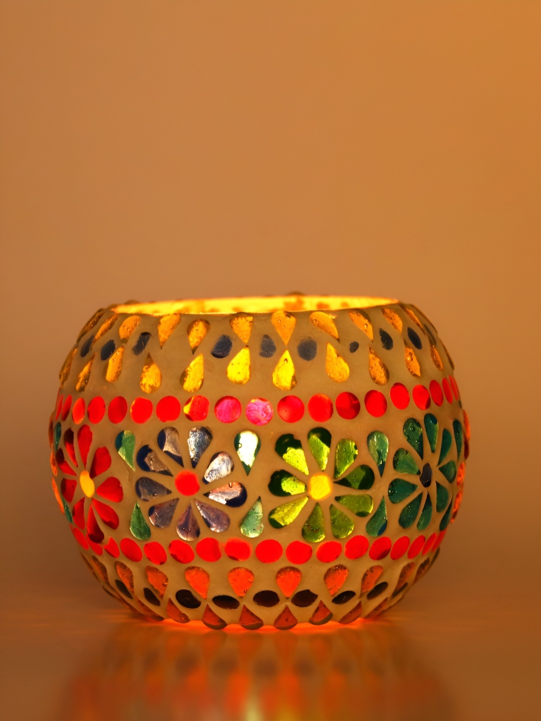 

Afast Blue Red Floral Glass Candle Holder