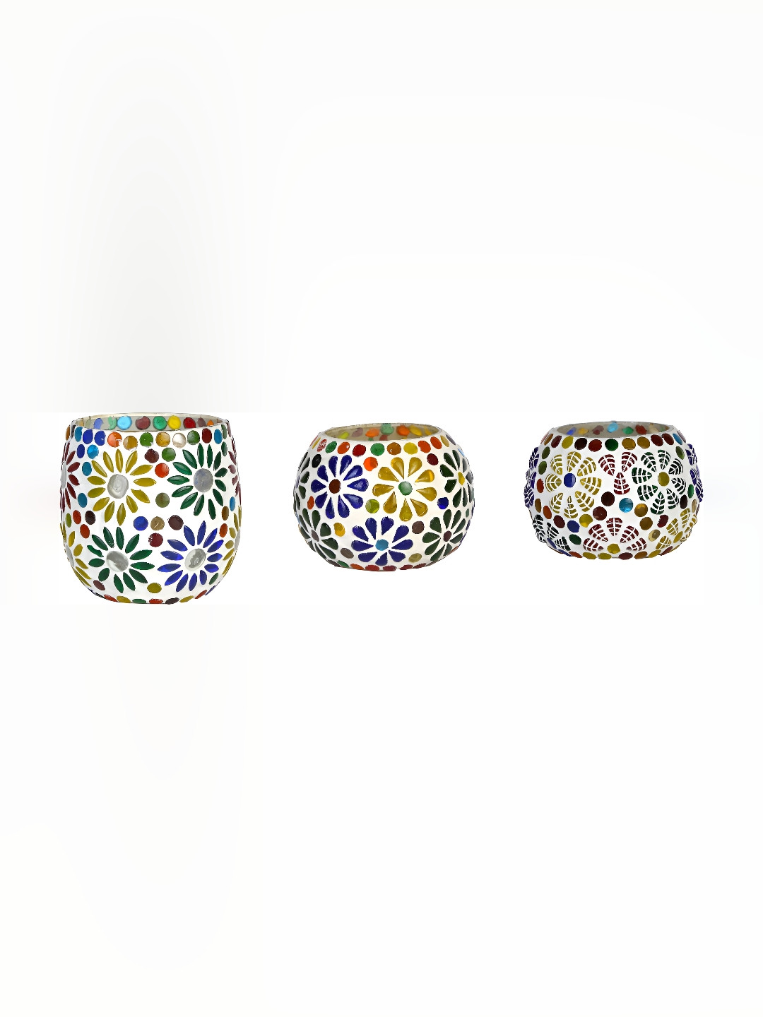 

Afast Brown Blue 3 Pieces Floral Glass Candle Holder