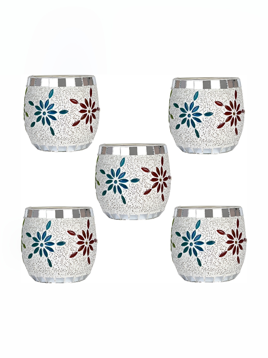 

Afast White & Blue 5 Pieces Glass Candle Holder