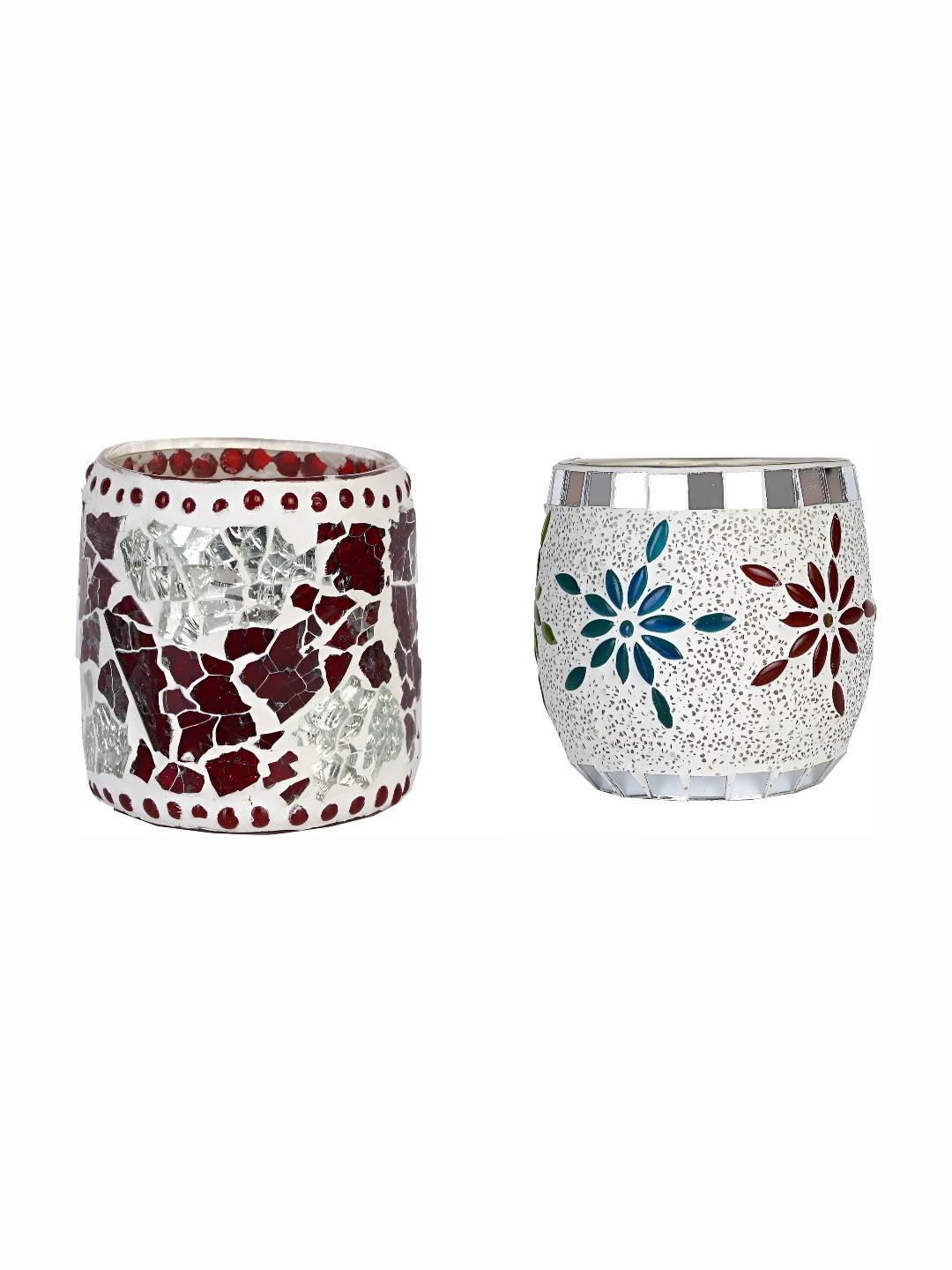 

Afast White & Red 2 Pieces Glass Candle Holder