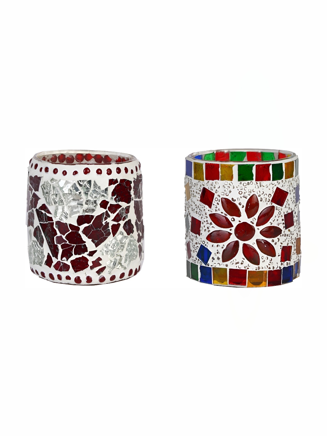 

Afast Brown White 2 Pieces Textured Glass Tealight Candle Holders